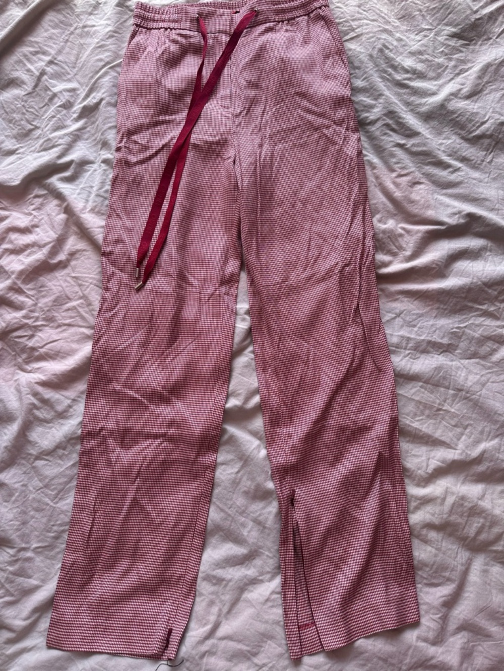 Hugo Boss Red & White Houndstooth Drawstring Trousers Size 2 (DE 34) NWT